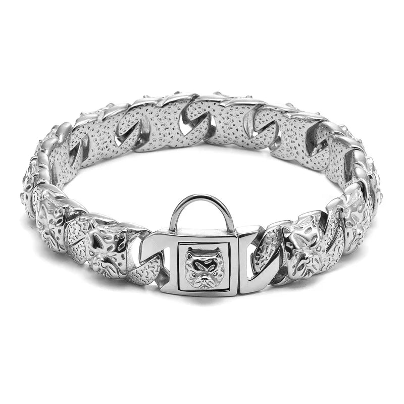 Gold Cuban Link Dog Collar & Leash
