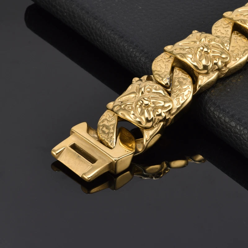 Gold Cuban Link Dog Collar & Leash
