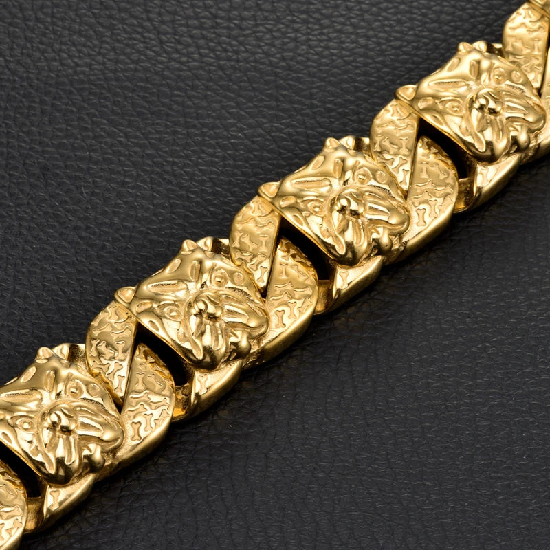 Gold Cuban Link Dog Collar & Leash