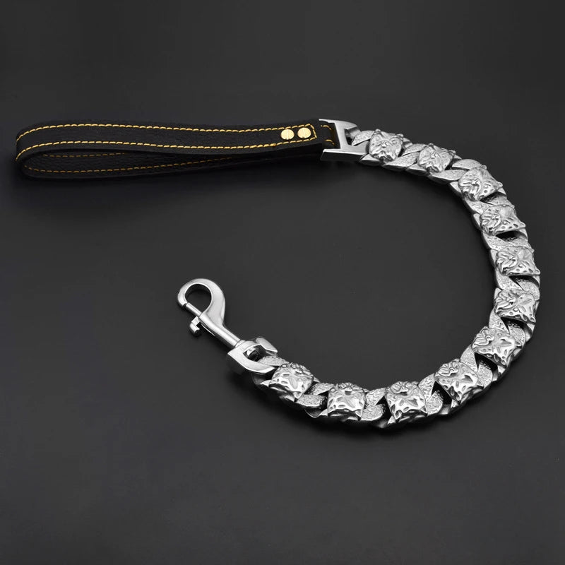 Gold Cuban Link Dog Collar & Leash