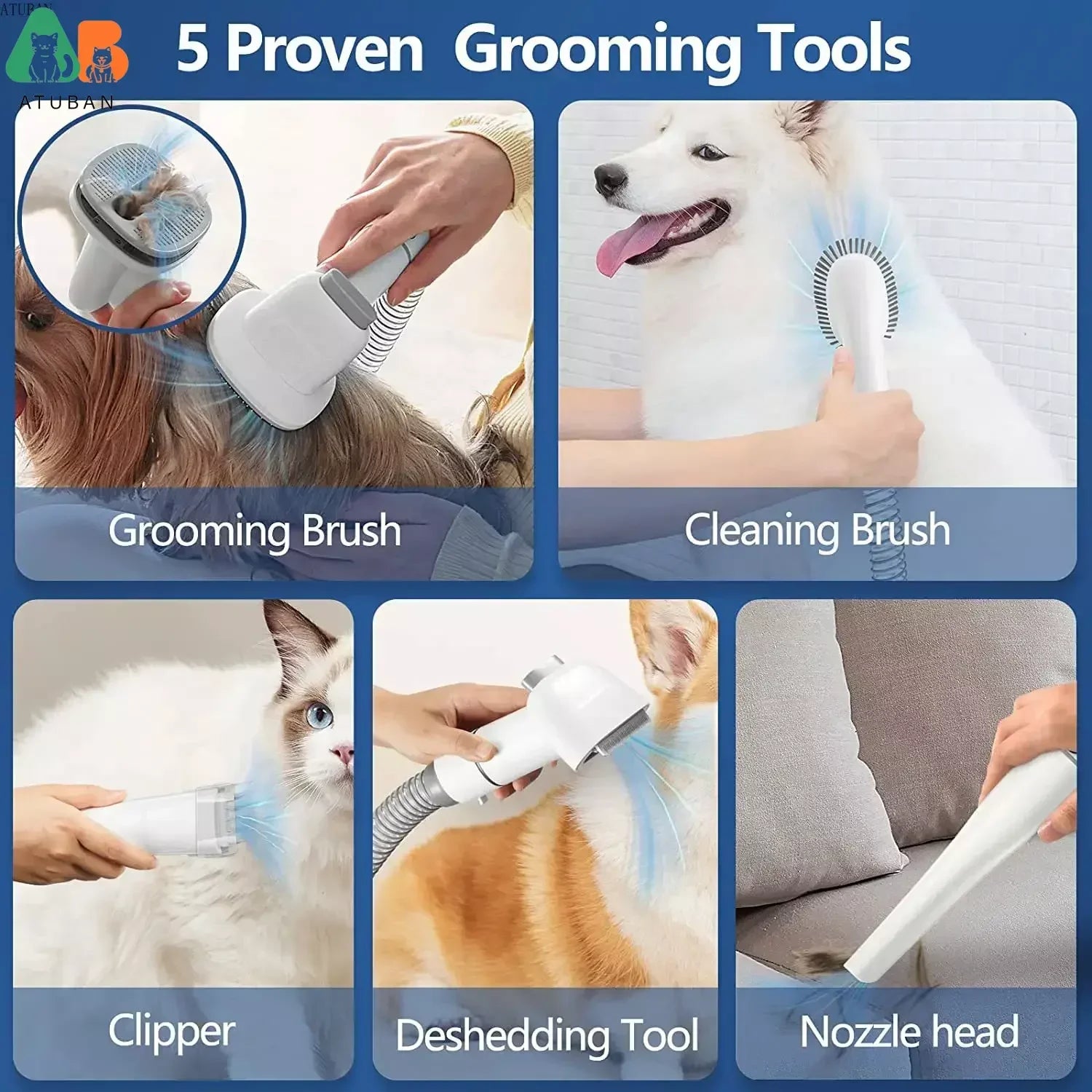 Pet Grooming Vacuum & Hair Removal Kit