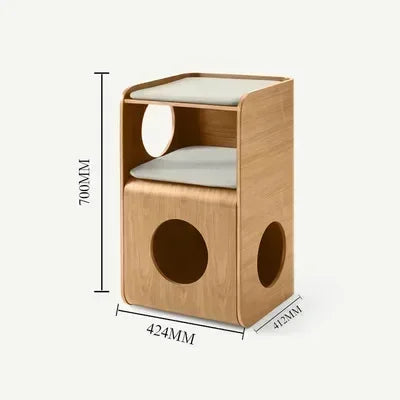 Curved Wood Cat Bedside Table