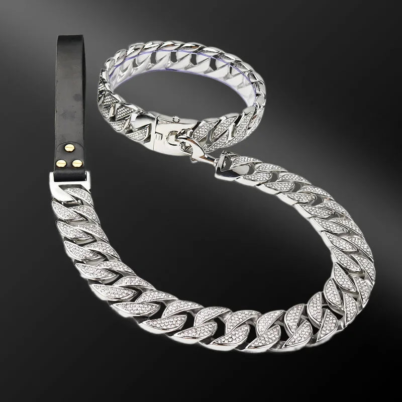 Luxury Cuban Link Dog Collar & Leash Set