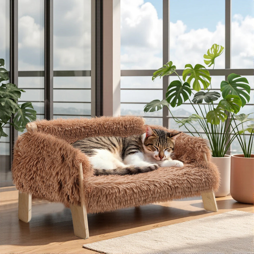Raised Plush Cat Sofa Bed