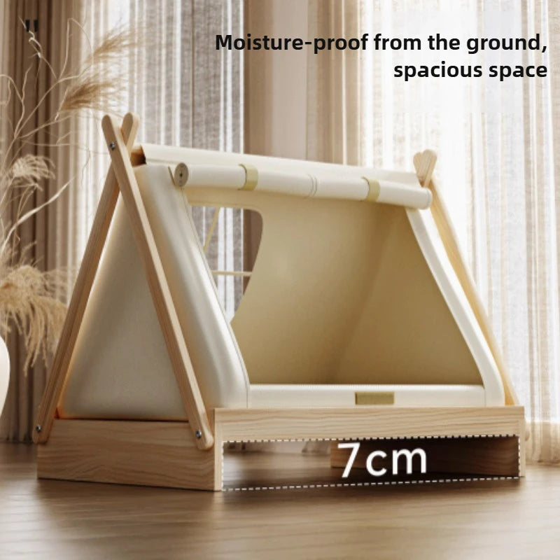 Solid Wood Pet House Bed