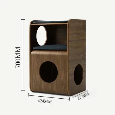 Curved Wood Cat Bedside Table