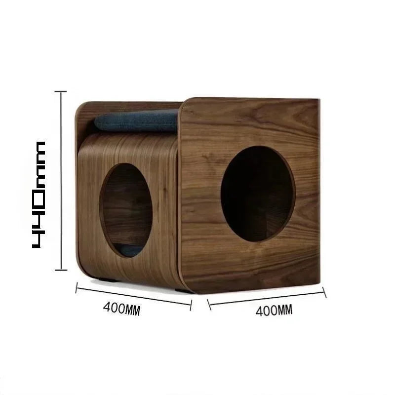 Curved Wood Cat Bedside Table