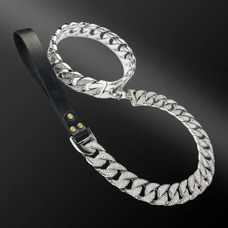 Luxury Cuban Link Dog Collar & Leash Set