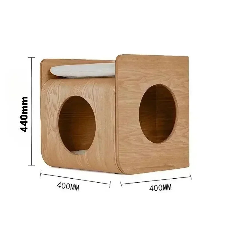 Curved Wood Cat Bedside Table