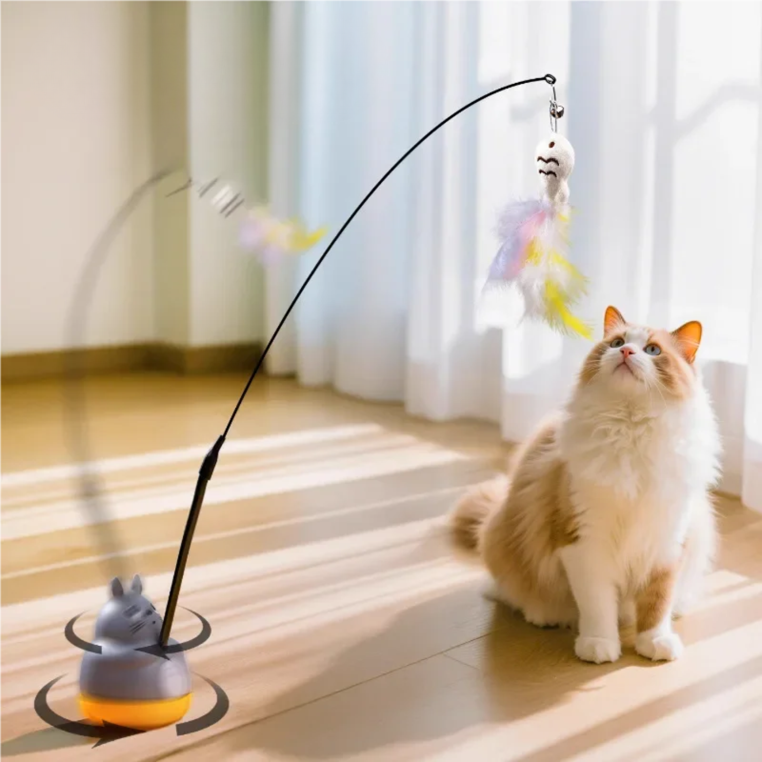 Cat Teaser Wand Toy with Feather